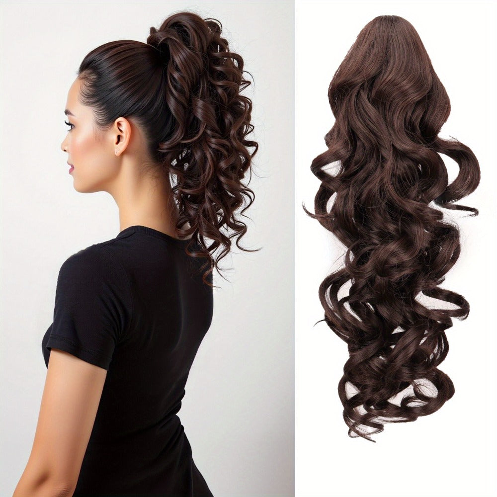 Hair Extensions Kinky-Curly 16-Inch Synthetic Ponytail with Claw Clip and Seven Color Options