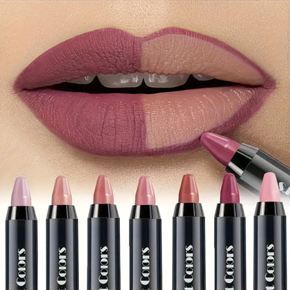 Lipstick Set, Fit Colors 6-Piece Velvet Matte Crayon Collection with Nude, Mauve and Berry Shades