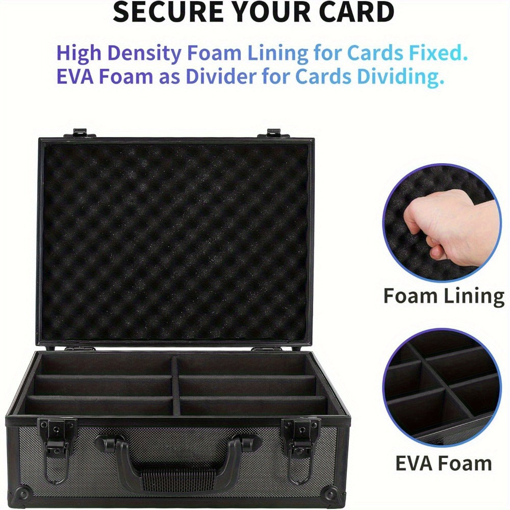 Locking Trading Card Storage Case with Foam Dividers, Carry Handle and Standard or Mini Size Options