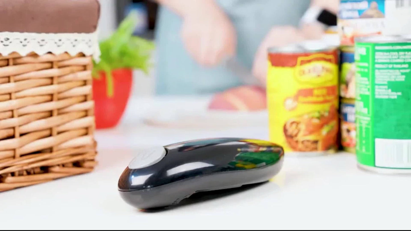 Cordless One-Touch Can Opener in Two Models: Black Big Helper or Red Master Opener Selection