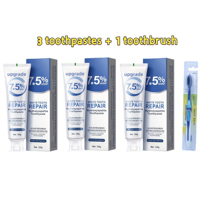Hydroxyapatite Toothpaste 3-Pack 7.5% Nano Formula Whitening Toothpaste with Toothbrush Teeth Whitening Fresh Breath Enamel Repair Oral Care Set for Home and Travel Gift for Women Men