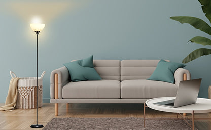 Single-Head Black Torchiere Floor Lamp with Upward Bowl Shade, Rotary Switch and Replaceable Bulb Socket