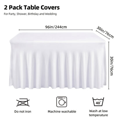Pleated Rectangle Table Skirts in Black or White with One-, Two- or Four-Piece and Four-Foot Options