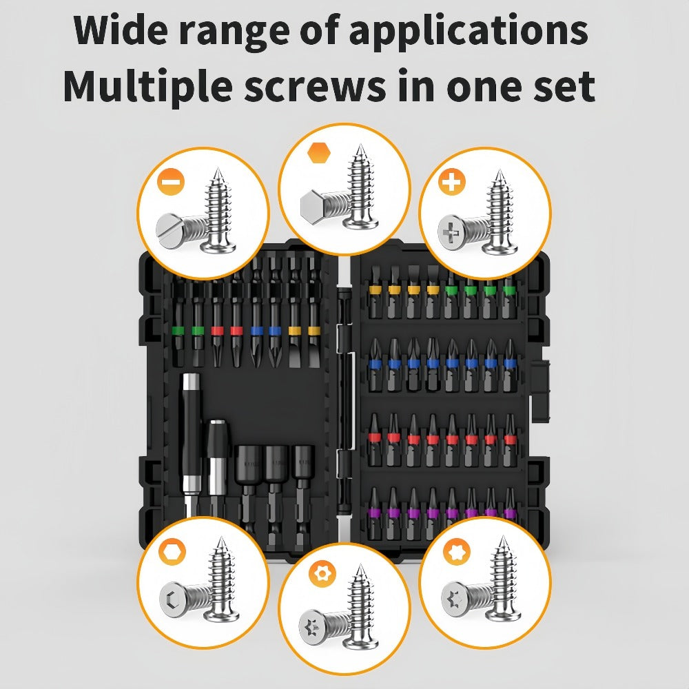 45-Piece Screwdriver Bit Set with Torx, Phillips, Slotted and Square Bits in a Storage Case