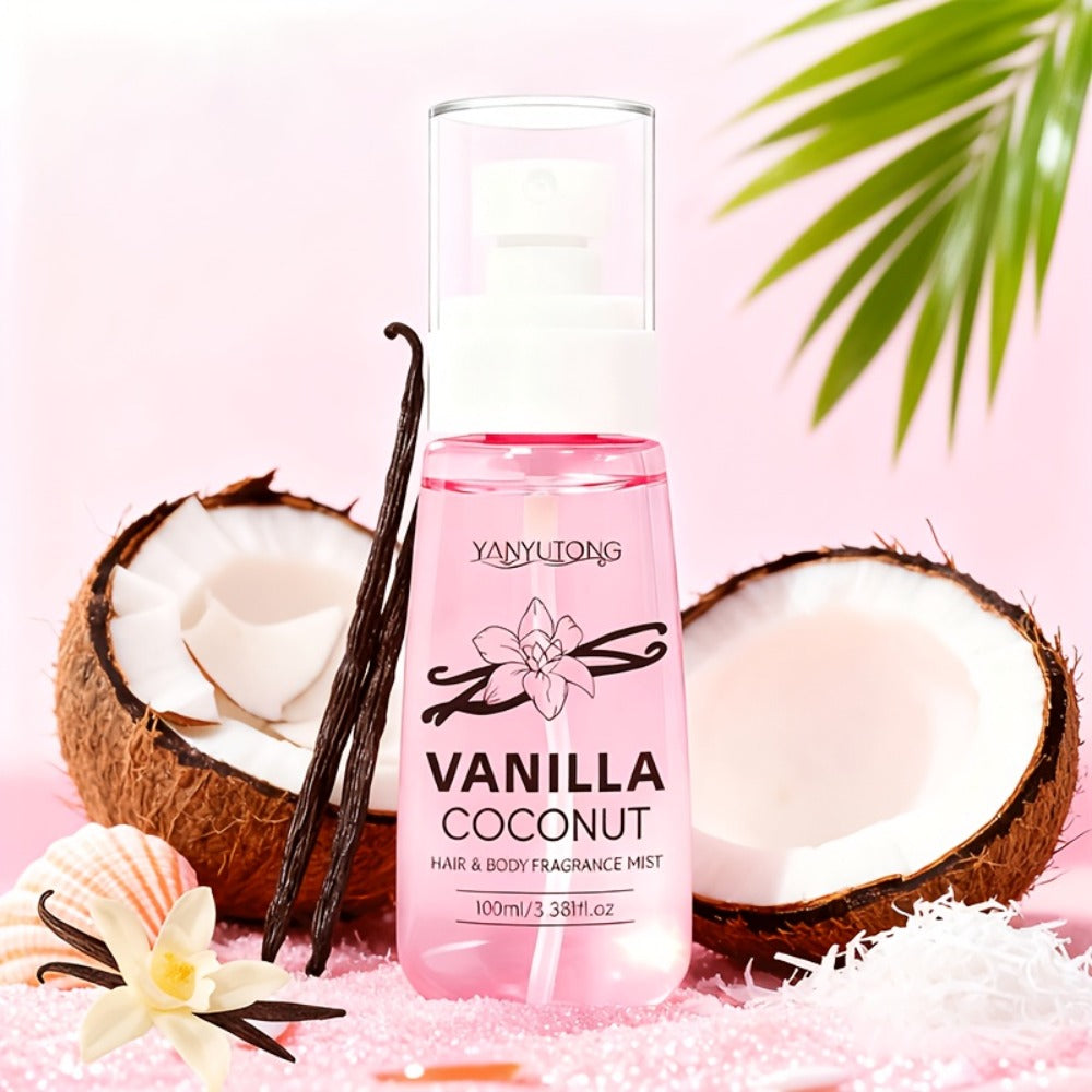 100 ml Coconut Vanilla Hair and Body Fragrance Mist with Vitamin E, Argan Oil and Glycerin