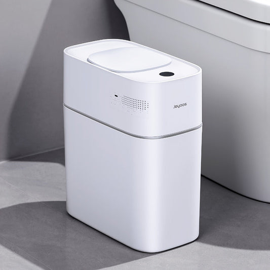 Touchless Trash Can 3.8 Gal 14L Infrared Motion Sensor – Auto-Open Lid, Wind Adsorption Auto-Expand Bag, Slim Odor-Sealing Design for Kitchen Bathroom Office Bedroom | 1PC & 2PC Bundle | White