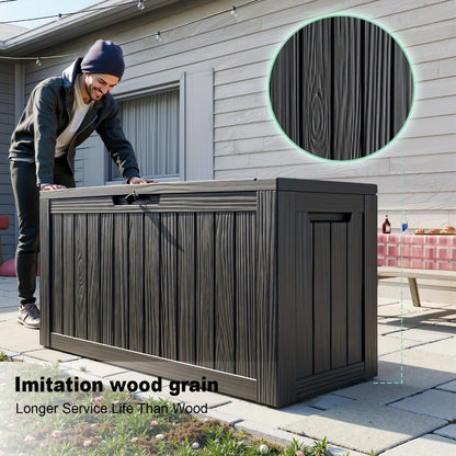 Large Resin Deck Box Lockable Outdoor Storage 80/100 Gallon – 345L UV Protected Weatherproof Patio Storage Box | Sit-On Lid Deck Storage Chest for Pool Accessories, Garden Tools & Outdoor Gear