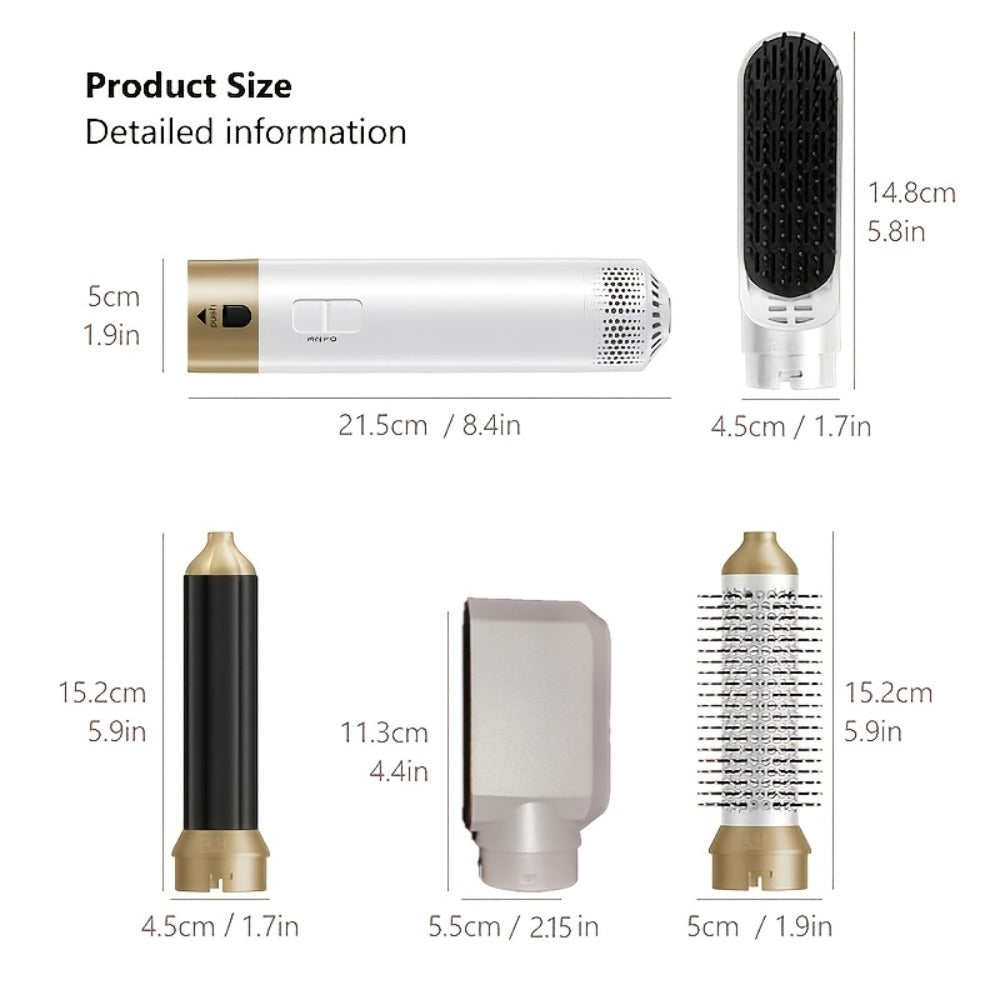 Air Wrap Hair Dryer Brush Set 5-in-1 Ionic Styler – Blow Dryer, Straightening Brush & Dual Air Curler (Clockwise & Counterclockwise), 3 Heat Settings Volumizing Multifunction Hair Styler for All Hair Types Women