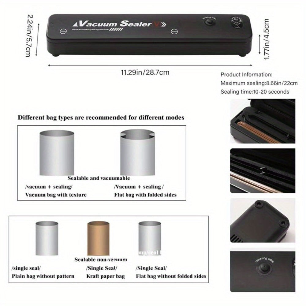 Food Vacuum Sealer Machine 1850W, Vacuum Sealer with 50 Vacuum Bags for Entryways, Bedrooms and Living Spaces