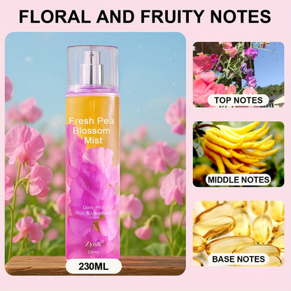 Fragrance Body Mist for Women, Floral, Fruity, Musk & Vanilla Body Spray with Aloe & Vitamin E, 3-8 fl oz