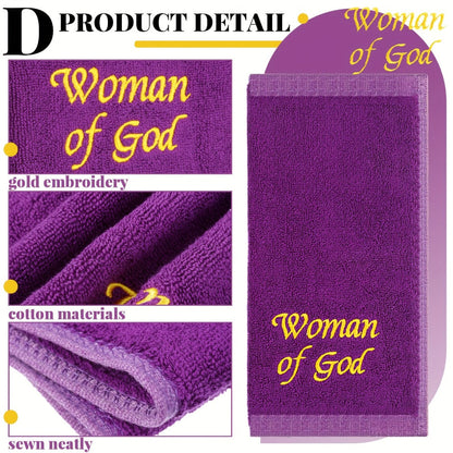 Church Handkerchiefs 6 Pack Pastor Towels Clergy Hand Towels Woman of God Woven Oblong Wash Cloths Religious Gift for Men Women Purple Solid Pattern
