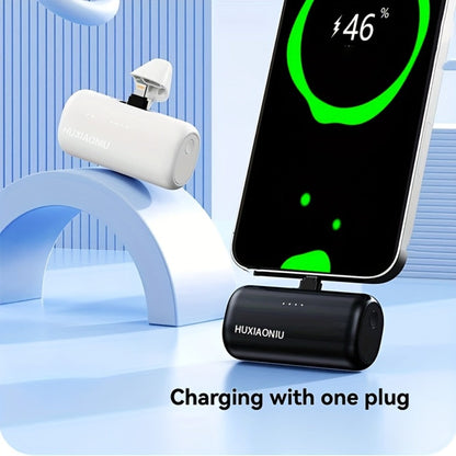 Power Bank 5000mAh Mini with Built-In 2-in-1 Lightning/USB-C Plug and 18.5W Listed Output in Black or Pink