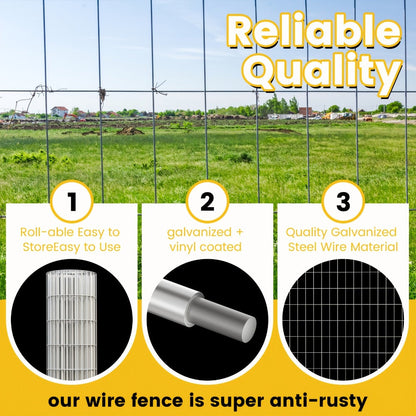 Welded Wire Mesh Fence Roll 50ft – Galvanized Zinc-Coated Steel Hardware Cloth for Chicken Coop, Garden Fence, Pet Enclosure, Rabbit Hutch & Plant Support, Rust-Resistant, 4ft 5ft 6ft Wide Options