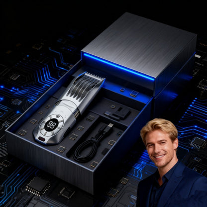 Professional Electric Hair Clipper Set for Men — 5-Speed LED Display Rechargeable Beard Trimmer & Hair Carving Kit, Cordless Home Barber Grooming Set, Father's Day Gift for Men