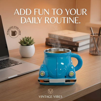 Sports-Car-Shaped Coffee Mug with Silver-Tone Interior, Door-Style Handle and Six Body Colors