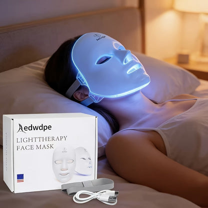 LED Facial Beauty Device 7-Color Light Therapy Portable At-Home Skincare Tool — USB Rechargeable Skin Rejuvenation Anti-Aging Face Care Gift for Women