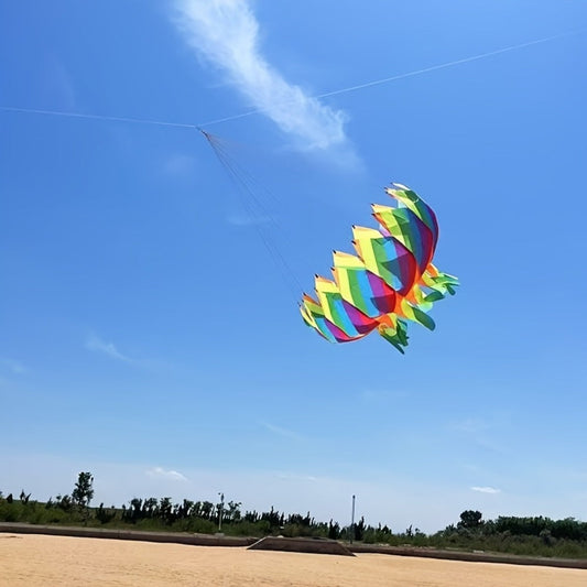Rotating Lotus Tail Kite 3D Flower Basket Iridescent Kite for Kids Adults Outdoor Beach Park Flying Fun Easy to Fly Birthday Gift Boys Girls
