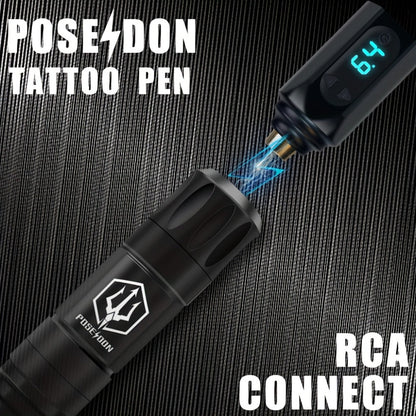Tattoo Machine Kit POSEIDON TK035 Wireless Rotary Pen with LCD, 1500mAh Battery, 20 Cartridges and Practice Supplies