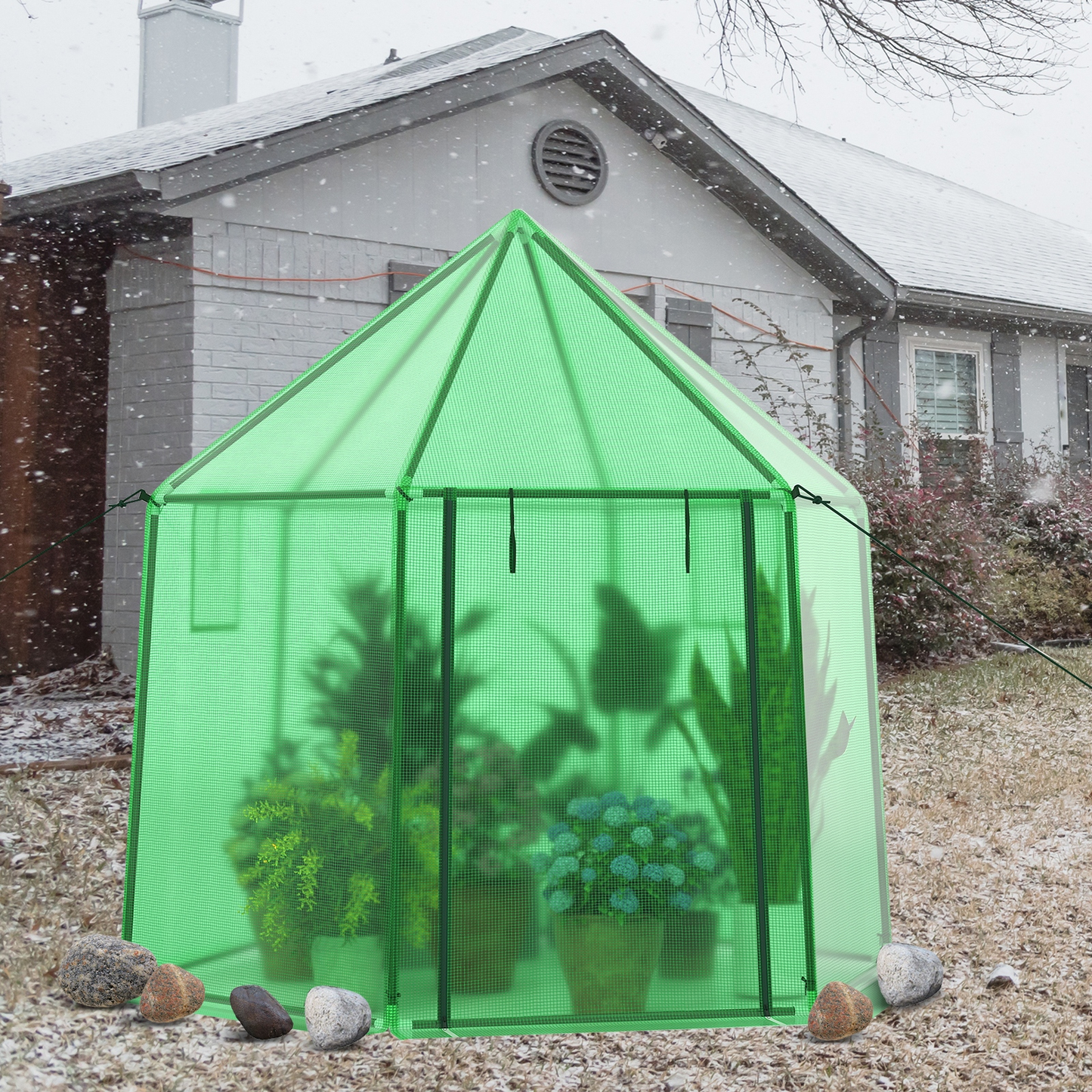 Walk-In Greenhouse All-Weather PE Cover & Rust-Resistant Frame | Zippered Door Vent Windows | Heavy-Duty Outdoor Plant Shelter for Garden Yard Balcony