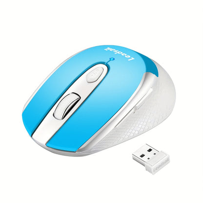 Six-Button 2.4 GHz Wireless Mouse with USB Receiver, Three DPI Levels and Blue or Gold Finish