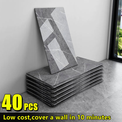 Marble Peel and Stick Wall Panels Self-Adhesive 3D Decorative Tiles - Glossy Marble Sheets, for Entryways, Bedrooms and Living Spaces