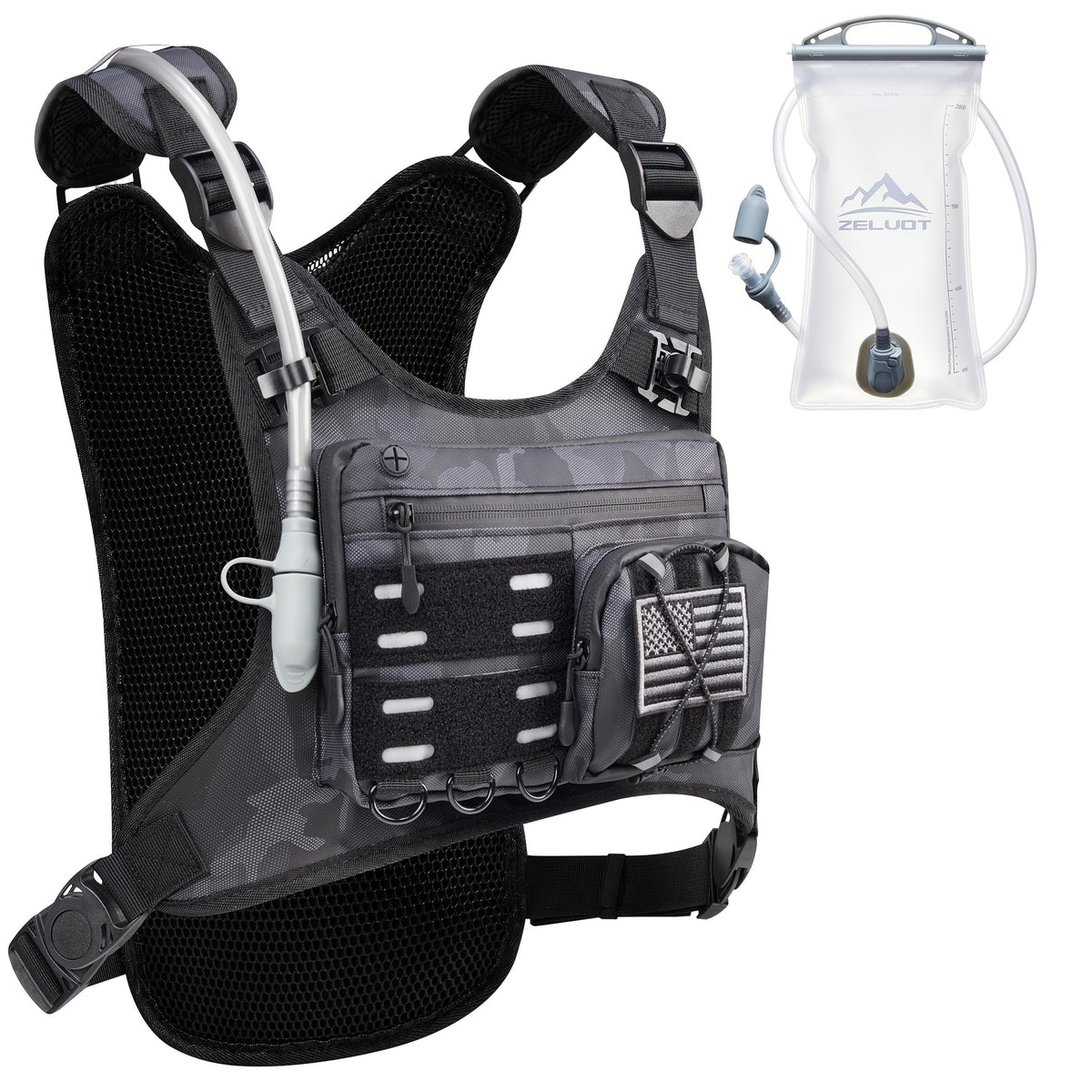 Running Hydration Vest with 2L Water Bladder – Lightweight Reflective Chest Pack for Men Women Marathon Trail Running