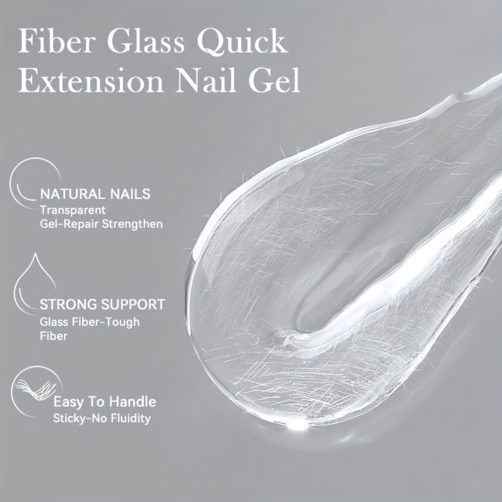 Clear Fiberglass Builder Gel 3-Pack, 7ml Bottles for Broken Nail Repair and Extensions with UV or LED Lamp Curing