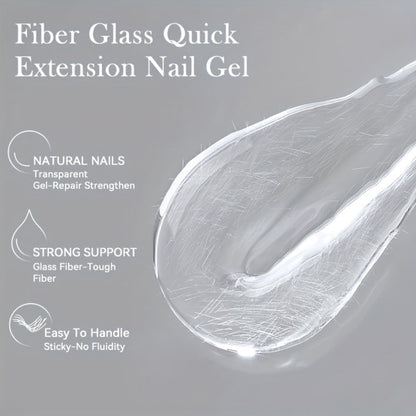 Clear Fiberglass Builder Gel 3-Pack, 7ml Bottles for Broken Nail Repair and Extensions with UV or LED Lamp Curing