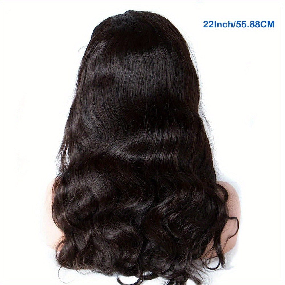 Lace Front Wig Body-Wave Human Hair, 14-24 Inch Natural Black with Glueless 4x4x1 Closure and Baby Hair