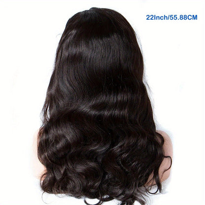 Lace Front Wig Body-Wave Human Hair, 14-24 Inch Natural Black with Glueless 4x4x1 Closure and Baby Hair