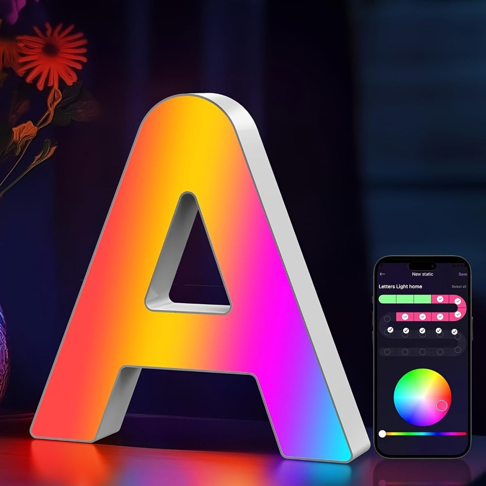 RGB LED Letter and Number Light with 38 Checkout Shapes, USB Power, App Control and Music Sync