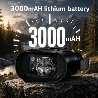 Black 1080P Night Vision Binoculars with 3-Inch IPS Screen, 10X Digital Zoom, Seven IR Levels and 3000mAh Battery