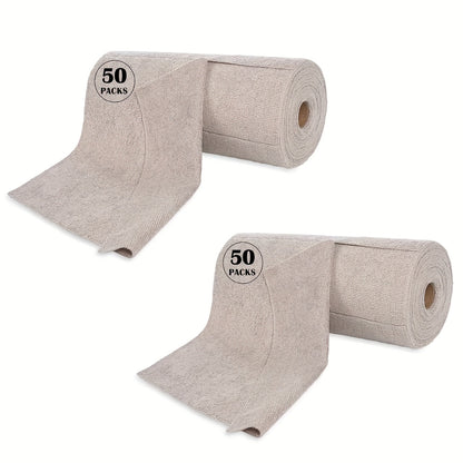 Reusable Tear-Away Cleaning Cloth Roll in Beige, Blue, Green, Pink or Gray with 50- or 100-Piece Options