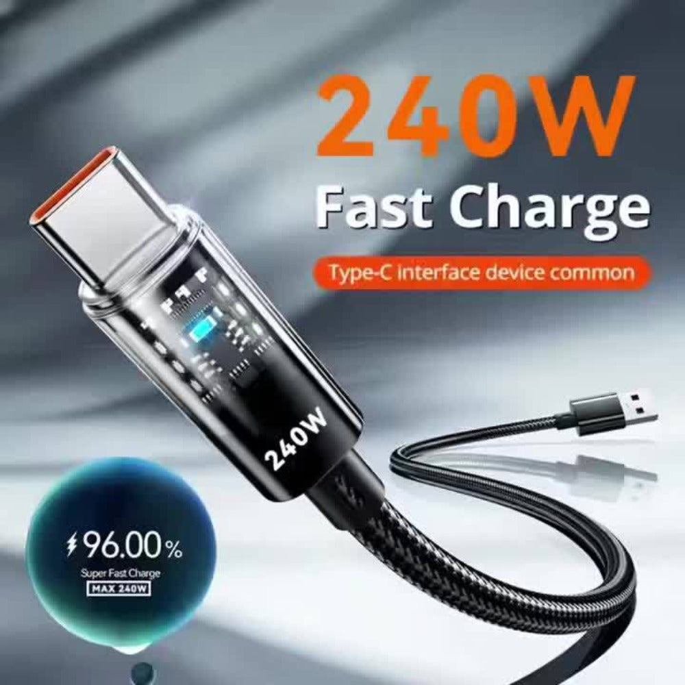 240W USB-A to USB-C Fast Charging Cable Digital Display, Super Fast Charger Cord Compatible with iPhone 15 16
