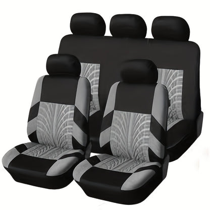 Car Seat Covers 5-Seat Tire-Track Full-Enclosure Design in Breathable Polyester and Eighteen Colors