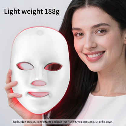 LED Light Therapy Facial Mask Device 7 Color Photon Skin Rejuvenation Face Care Beauty Tool USB Rechargeable Anti-Aging Wrinkle Acne Treatment Home Spa Gift