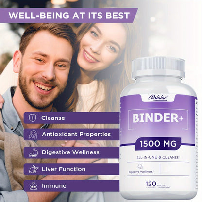 Dietary Supplement 13-in-1 Binder Capsules with Activated Charcoal, Zeolite and Bentonite Clay, 120 Count