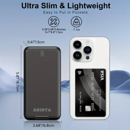 Power Bank 10000mAh 5V/2A for Heated Clothing with USB-C Input/Output in Black or White Battery Pack