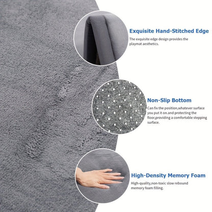 Tatami Floor Mat Thick Foam Padded Rug Coral Velvet Baby Play Mat Crawling Mat for Kids Nursery Playroom Living Room Yoga Mat Japanese Style Area Rug Non-Slip