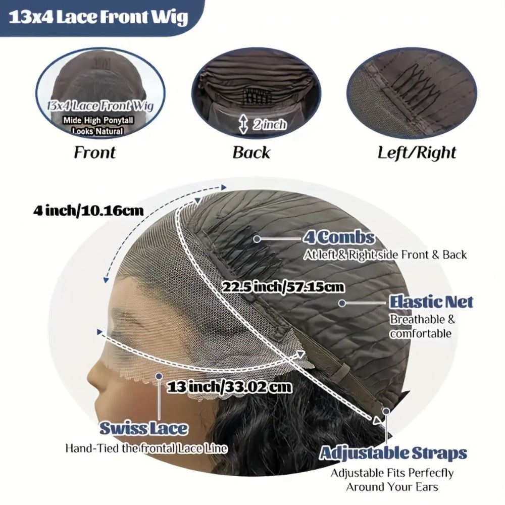 Deep Wave Human Hair Wig with 13x4 HD Lace Front, 180% Density and 14-34 Inch Length Options