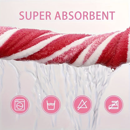Bath Towels Set 1 or 4 Pack 346GSM Polyester Striped Towels 70 x 140cm in Four Colors for Home and Guest Use