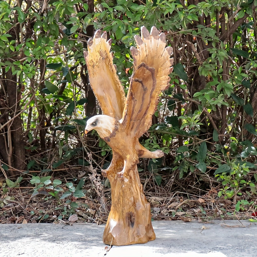 Lifelike Bald Eagle Resin Statue, 15.5-Inch Wildlife Sculpture for Indoor Shelf, Mantel or Tabletop Display
