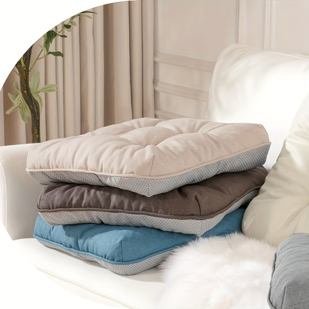 Tufted Chair Cushion Set with Four 15.5-Inch Pads, Tie Straps and 11 Solid Color Choices for Dining Chairs