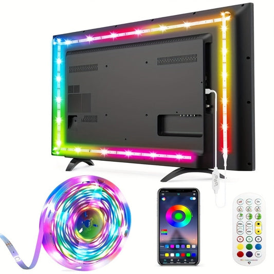RGBIC TV Backlight Strip Lights for 10-85 Inch TV & Monitor, USB Powered Smart LED Bias Lighting with App Control, IR Remote, Music Sync, Color Changing, Bedroom Living Room Kitchen Christmas Decoration