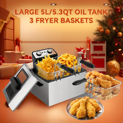 Countertop Deep Fryer with 1.5L to 6L Capacity Options, Windowed Lid and Rotary Temperature Control