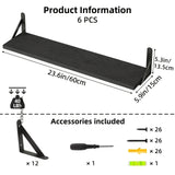 6pcs-Black-23.6inch
