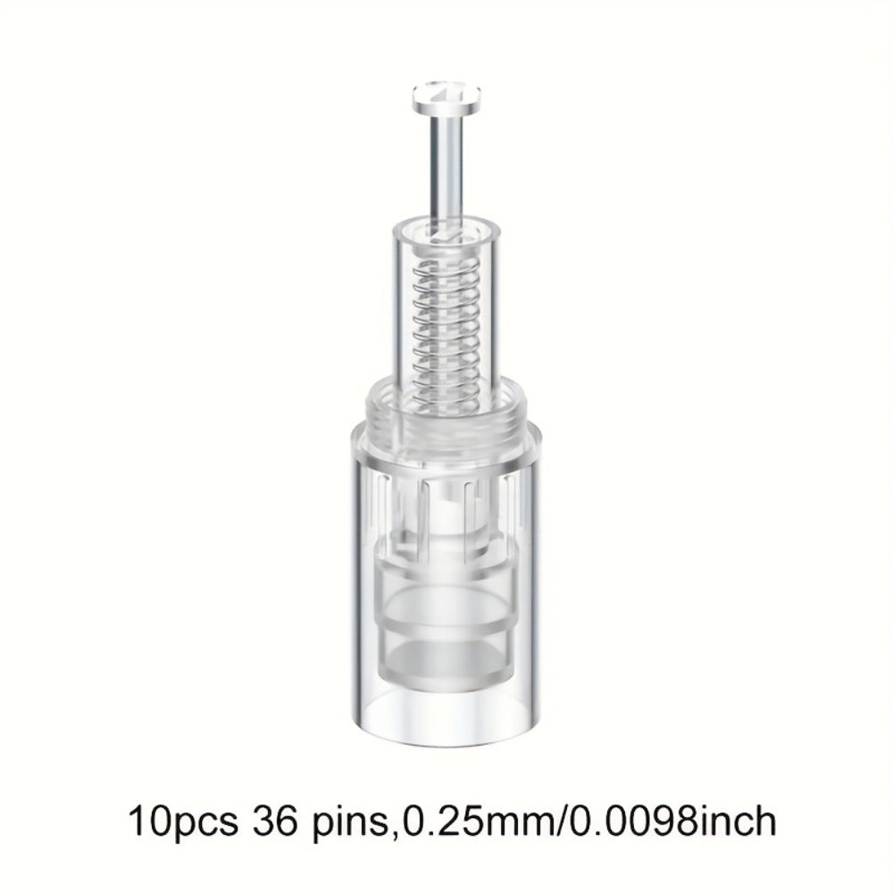 Microneedling Cartridges 10pcs Replacement Needle Tips for Derma Pen — 12 Pin 36 Pin R-Nano 0.25mm Screw-Lock, Compatible with L1 L3 L6 L8 S8 Microneedle Pen, Sterile Single-Use