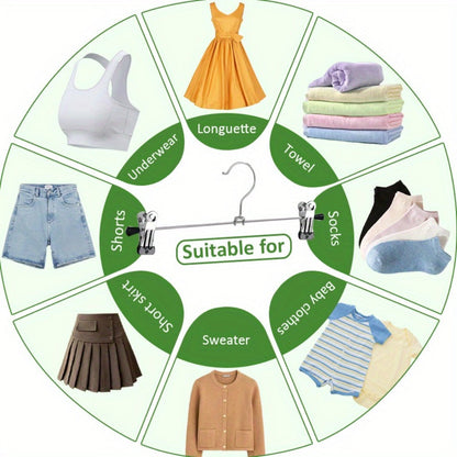 Thirty-Piece Adjustable Metal Pants Hanger Set with Swivel Hooks and Sliding Clips for Closet Organization