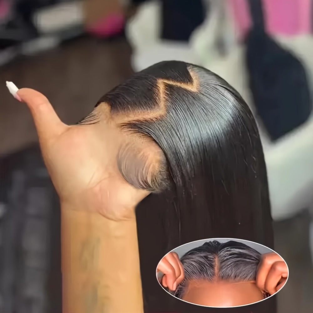 Put On and Go Glueless Human Hair Wig Bone Straight – Pre Cut 6x4.5 Transparent Lace 200% Density Pre Plucked, Ready to Wear in 3 Seconds, Natural Black & Natural Color, 10–34 Inch