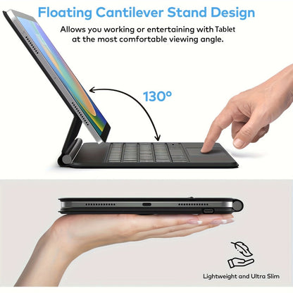 iPad 10th Gen Keyboard Case with Backlit Magic-Style Magnetic Keyboard – Multi-Touch Trackpad, Cantilever Stand, Wireless, Type-C Charging for iPad 10.9" 2022 | Black & White